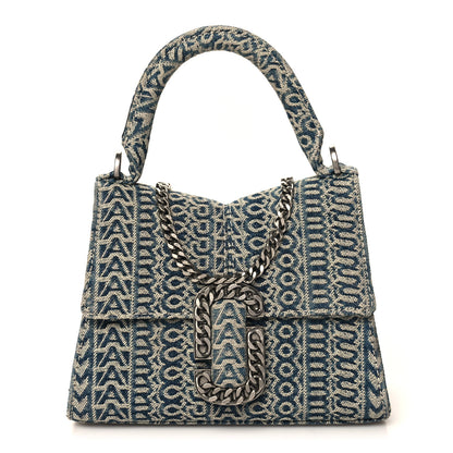 Marc Jacobs Denim Monogram The St Marc Mini Top Handle Bag Blue 1 of 10