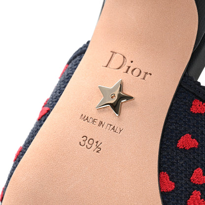Christian Dior Canvas Ribbon Pop Heart I Love Paris Embroidered J'Adior Slingback 65mm Pumps 39.5 Deep Blue Red 7 of 10
