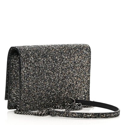 Saint Laurent Metallic Glitter Classic Monogram Kate Tassel Chain Wallet Gun Metal Black 3 of 13