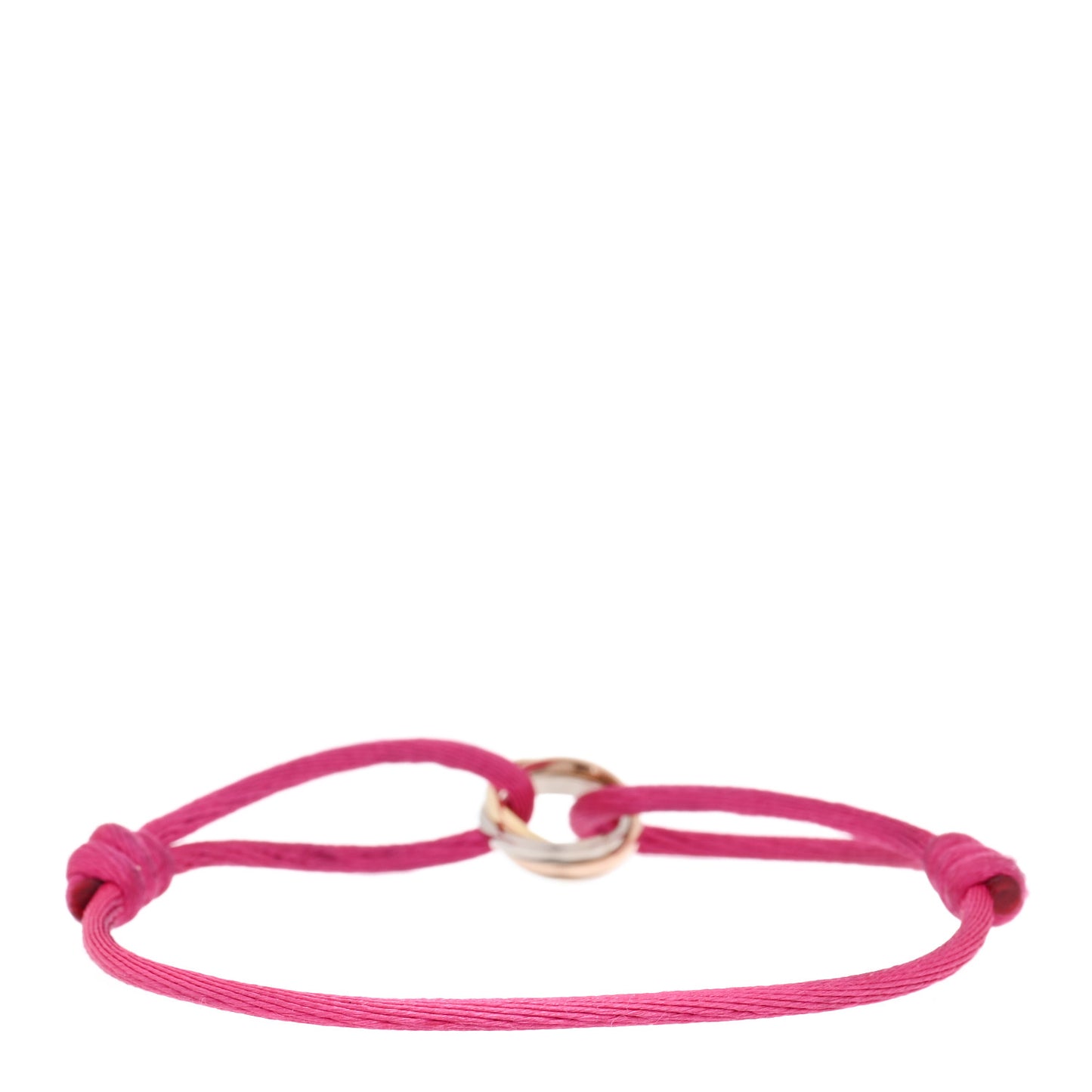 18k Pink Yellow White Gold Trinity Adjustable Cord Bracelet Pink