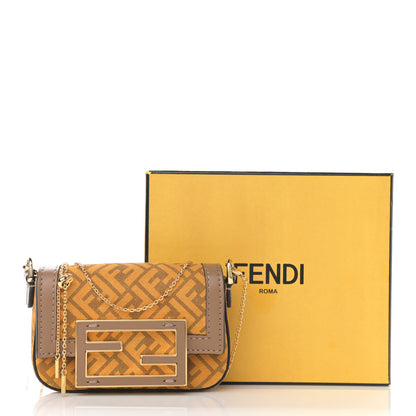Fendi Suede Vitello Ceylon FF Nano Maxi Buckle Baguette Charm Giallo Sand 11 of 11