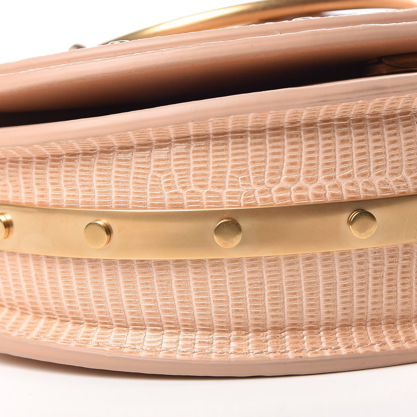 Calfskin Lizard Embossed Nile Bracelet Minaudiere Bag Pink