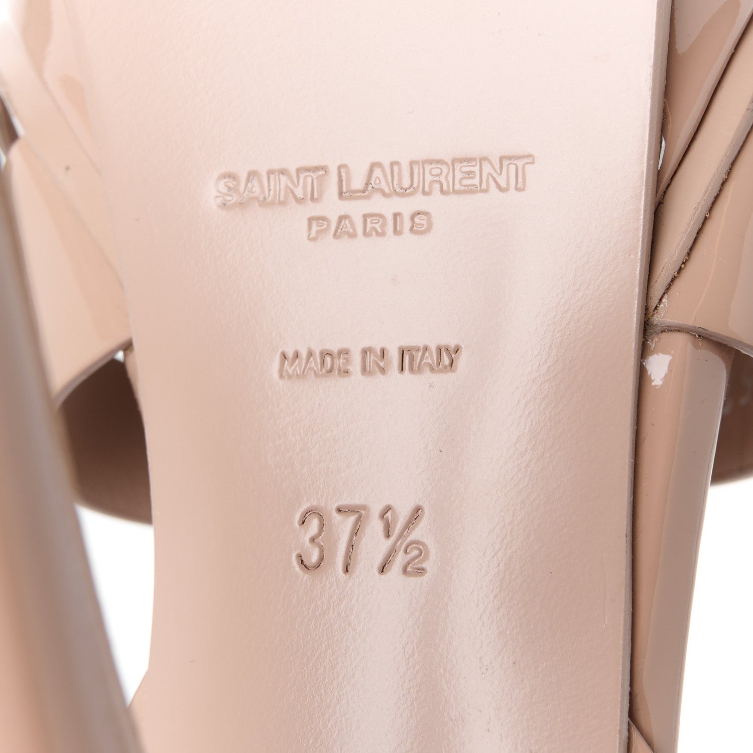 Saint Laurent Patent Tribute 105 Platform Sandals 37.5 Nude 8 of 10