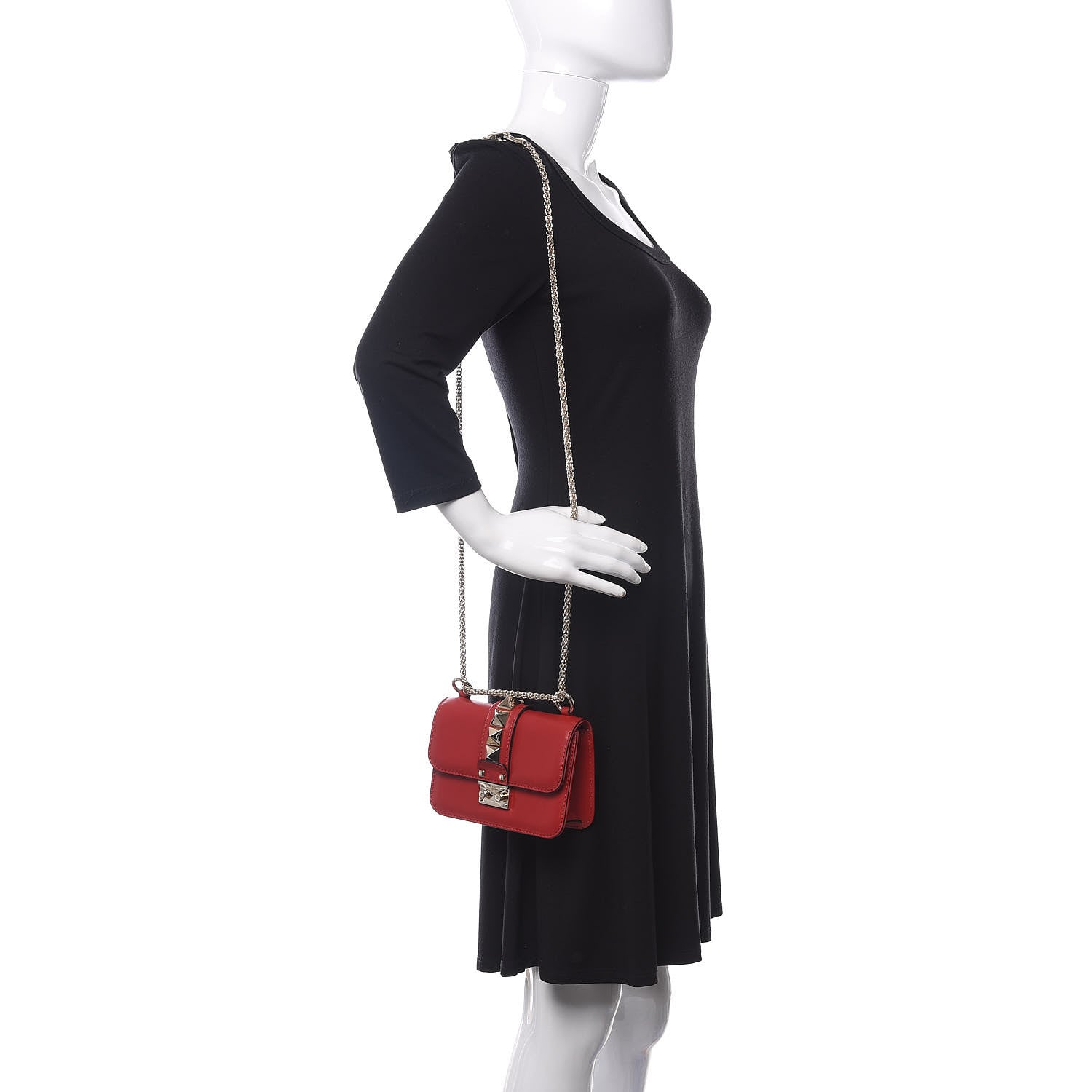 Valentino Garavani Vitello Mini Glam Lock Rockstud Flap Red 2 of 11