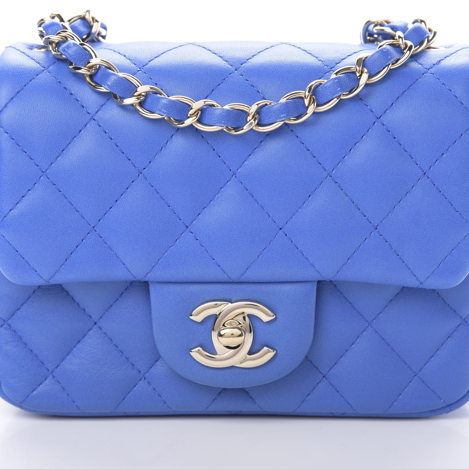 Chanel Lambskin Quilted Mini Square Flap Blue 8 of 11