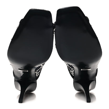 Gucci Tela Retino Kid Scamosciato Crystal GG Monogram Square G 95mm Slide Sandals 38 Black 5 of 8