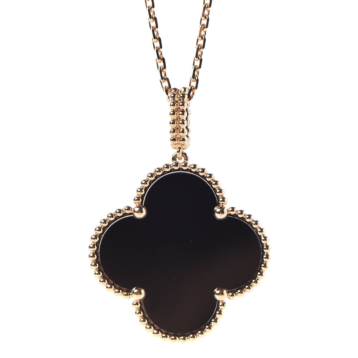 18K Yellow Gold Black Onyx Magic Alhambra Pendant Necklace