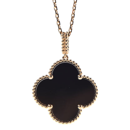 Van Cleef & Arpels 18K Yellow Gold Black Onyx Magic Alhambra Pendant Necklace 4 of 8