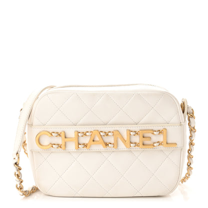 Chanel Calfskin Quilted Enchained Camera Case Bag White 1 of 13