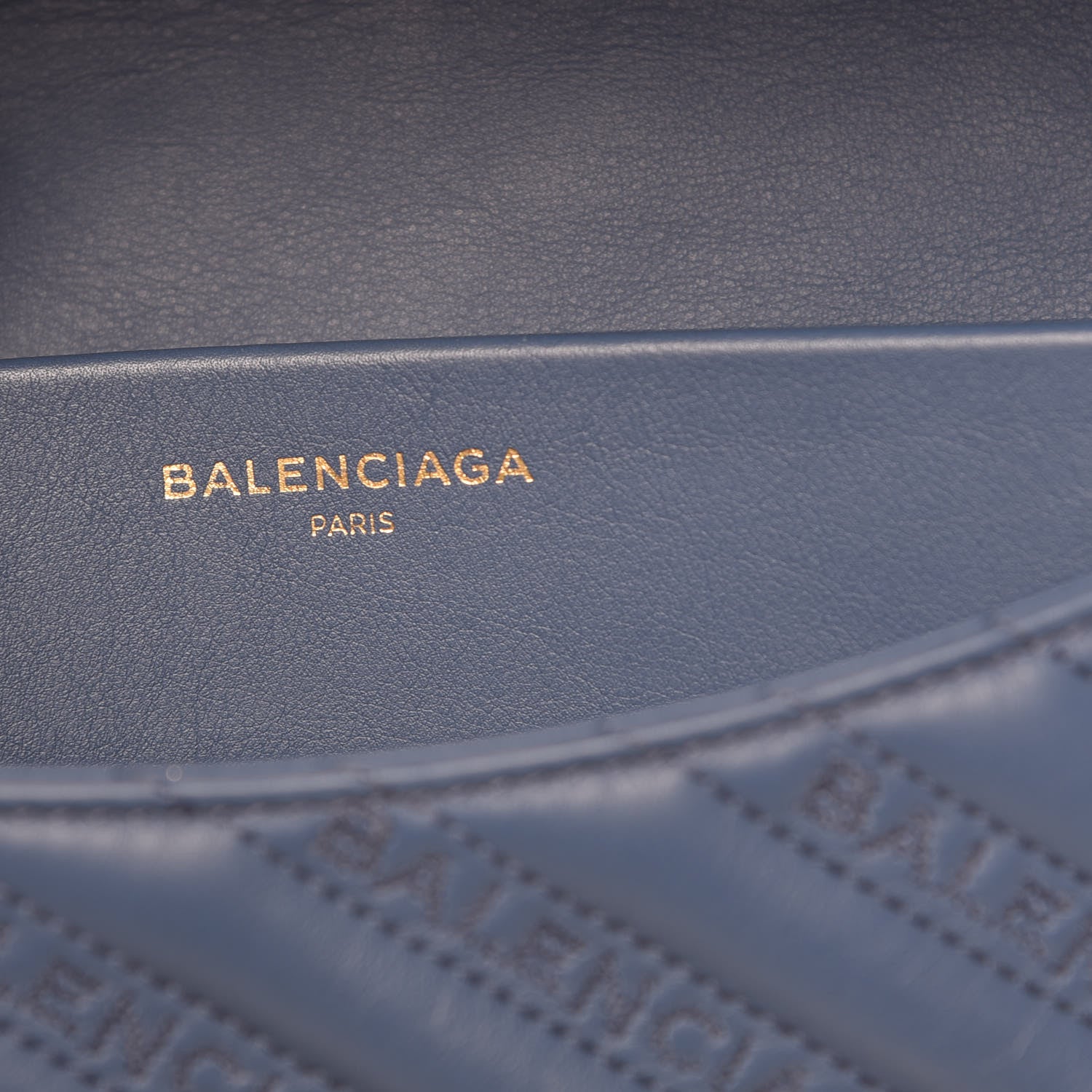 Balenciaga Calfskin Logo Matelasse M BB Chain Shoulder Bag Bleu