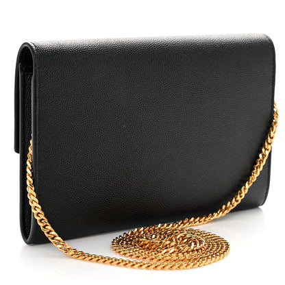 Saint Laurent Grain de Poudre Uptown Chain Wallet Black 3 of 10