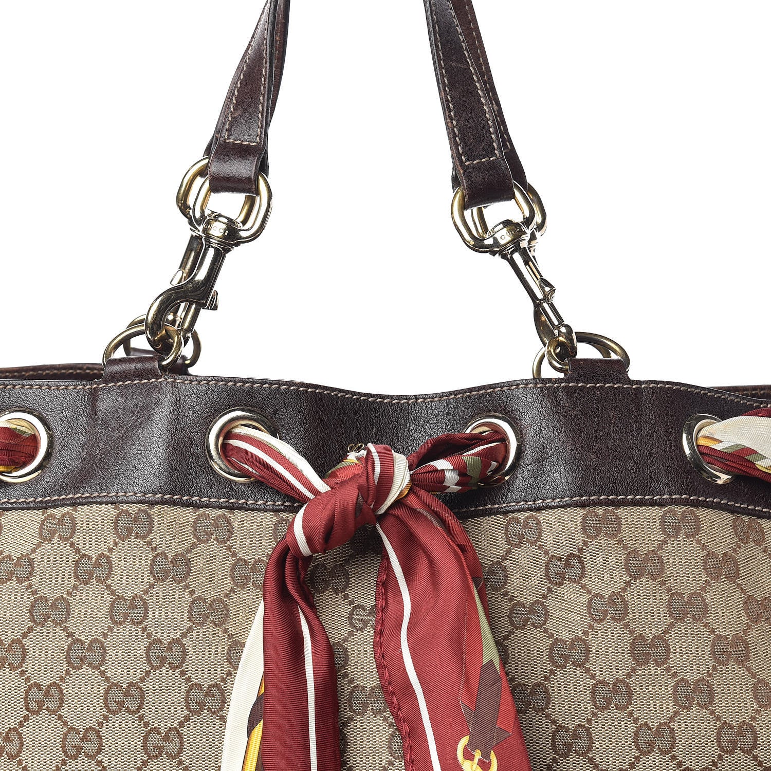 Gucci Monogram Large Positano Tote Brown 18 of 19