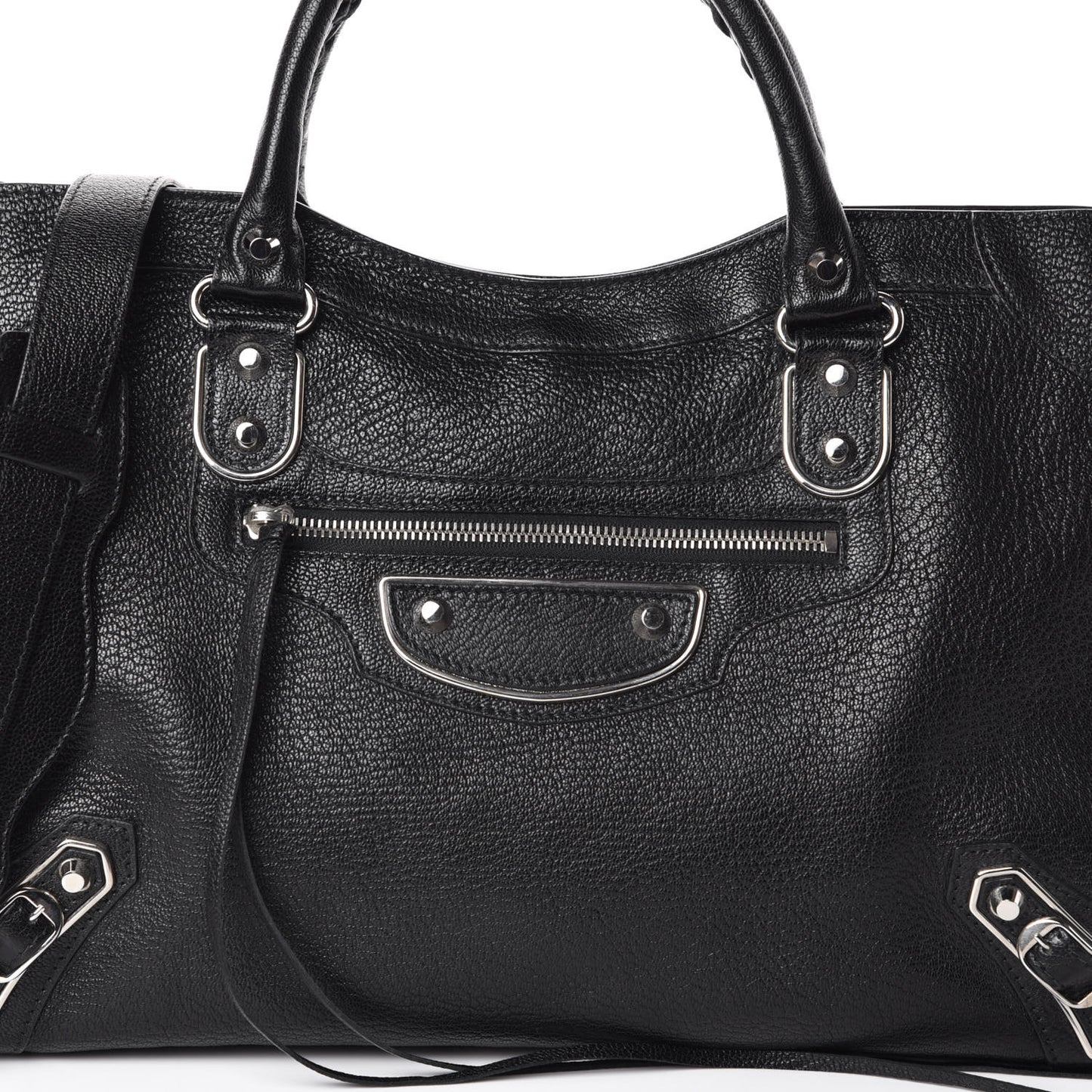 Chevre Silver Metallic Edge Hardware City Black