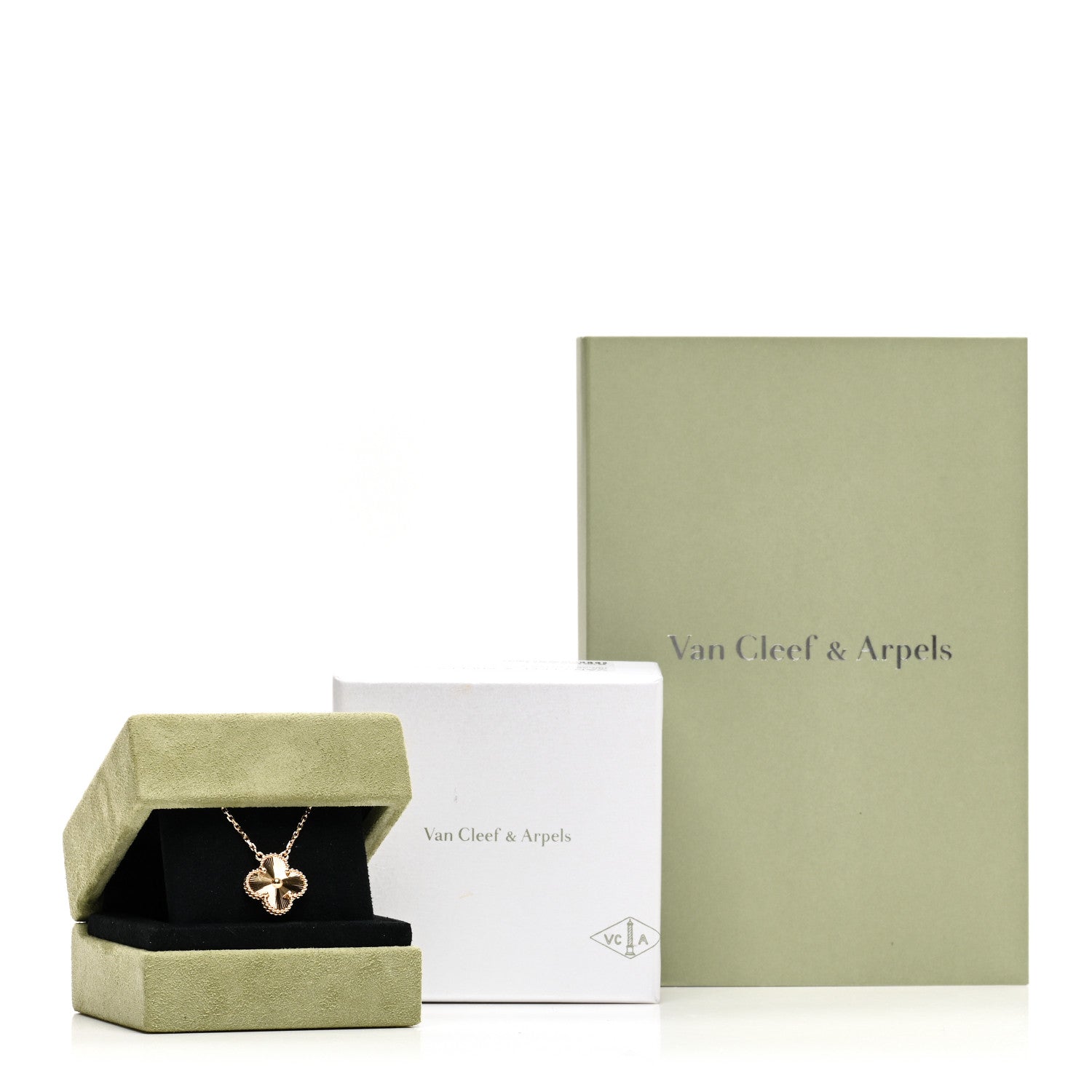 Van Cleef & Arpels 18K Yellow Gold Guilloche Vintage Alhambra Pendant Necklace 6 of 6