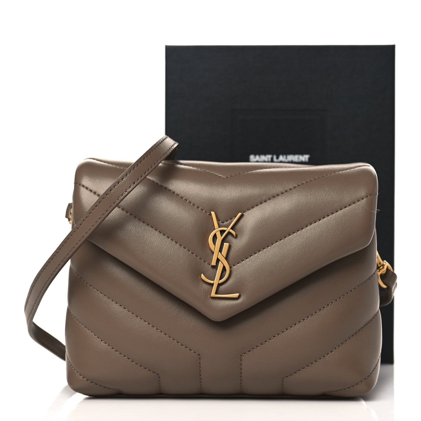 Calfskin Y Quilted Monogram Toy Loulou Crossbody Bag Taupe