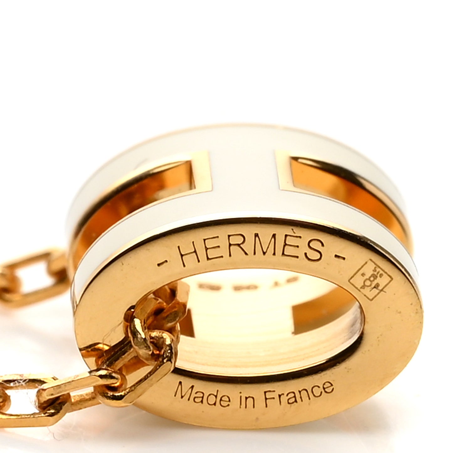 Lacquered Gold Mini Pop H Pendant Necklace White
