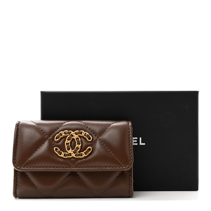 Chanel Lambskin Quilted Chanel 19 Flap Card Holder Dark Brown 9 of 9