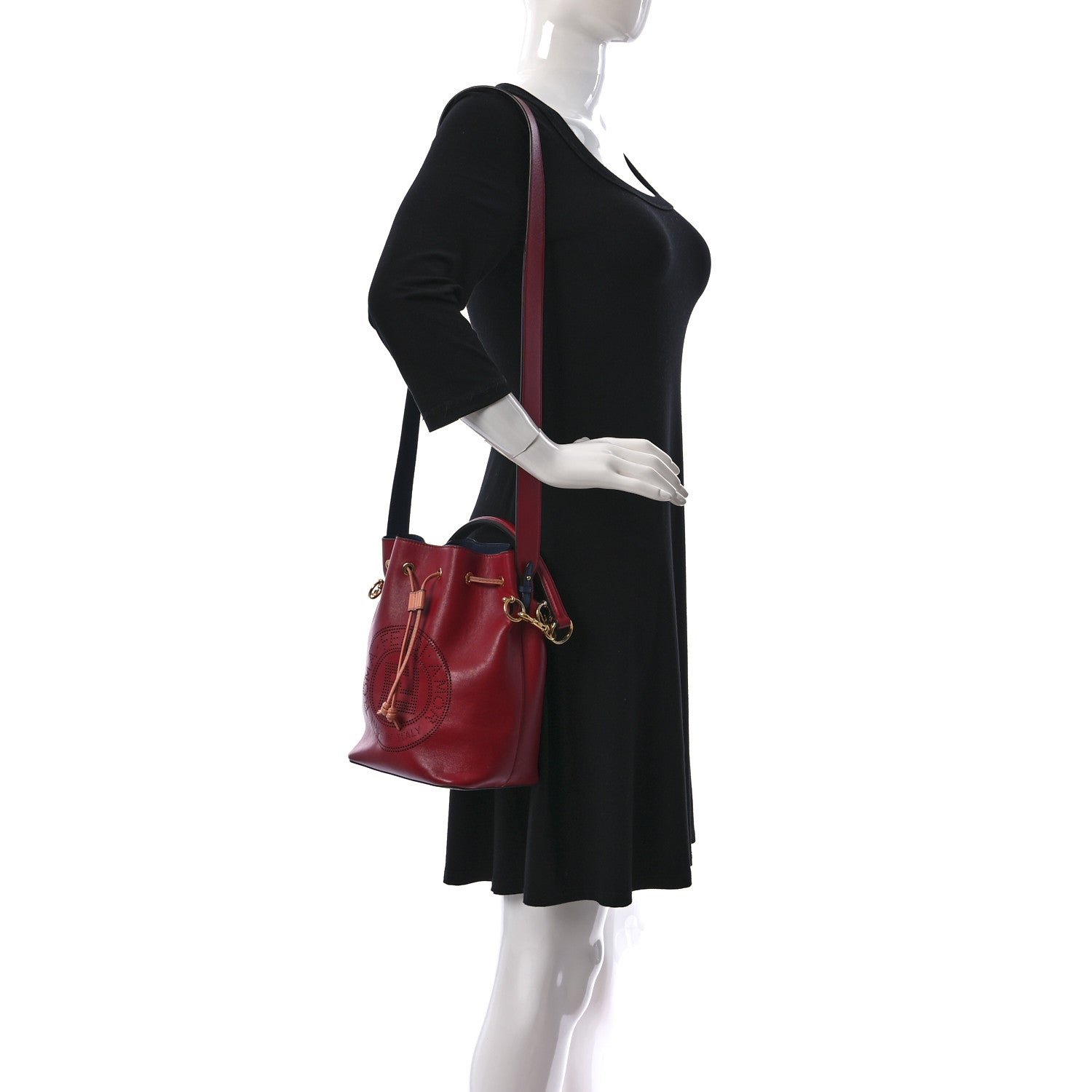 Fendi Vitello Grace F is Fendi Stamp Patch Perforated Small Mon Tresor Bucket Bag Fragola 2 of 9