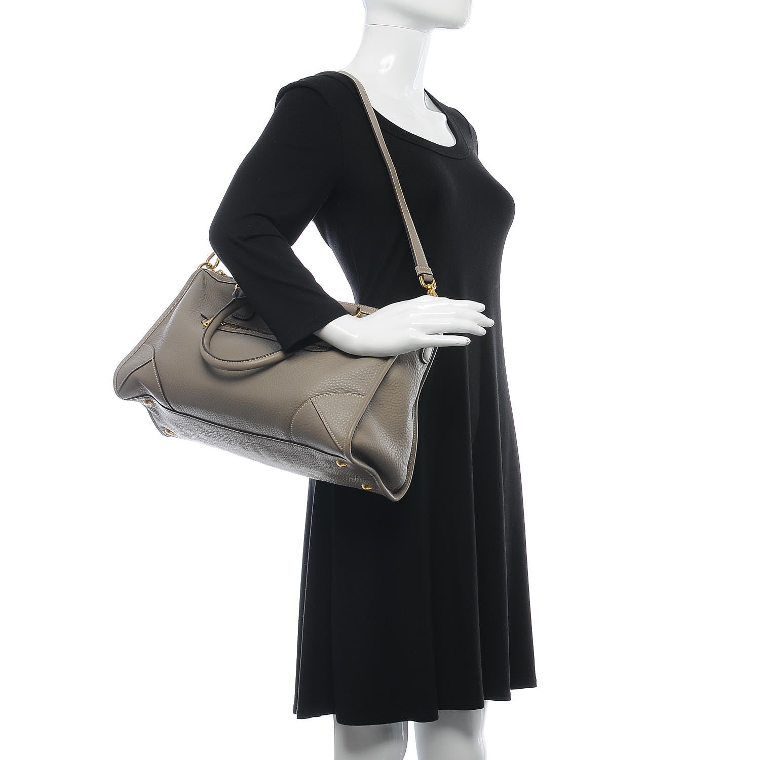 Prada Vitello Daino Shopping Satchel Argilla 2 of 9