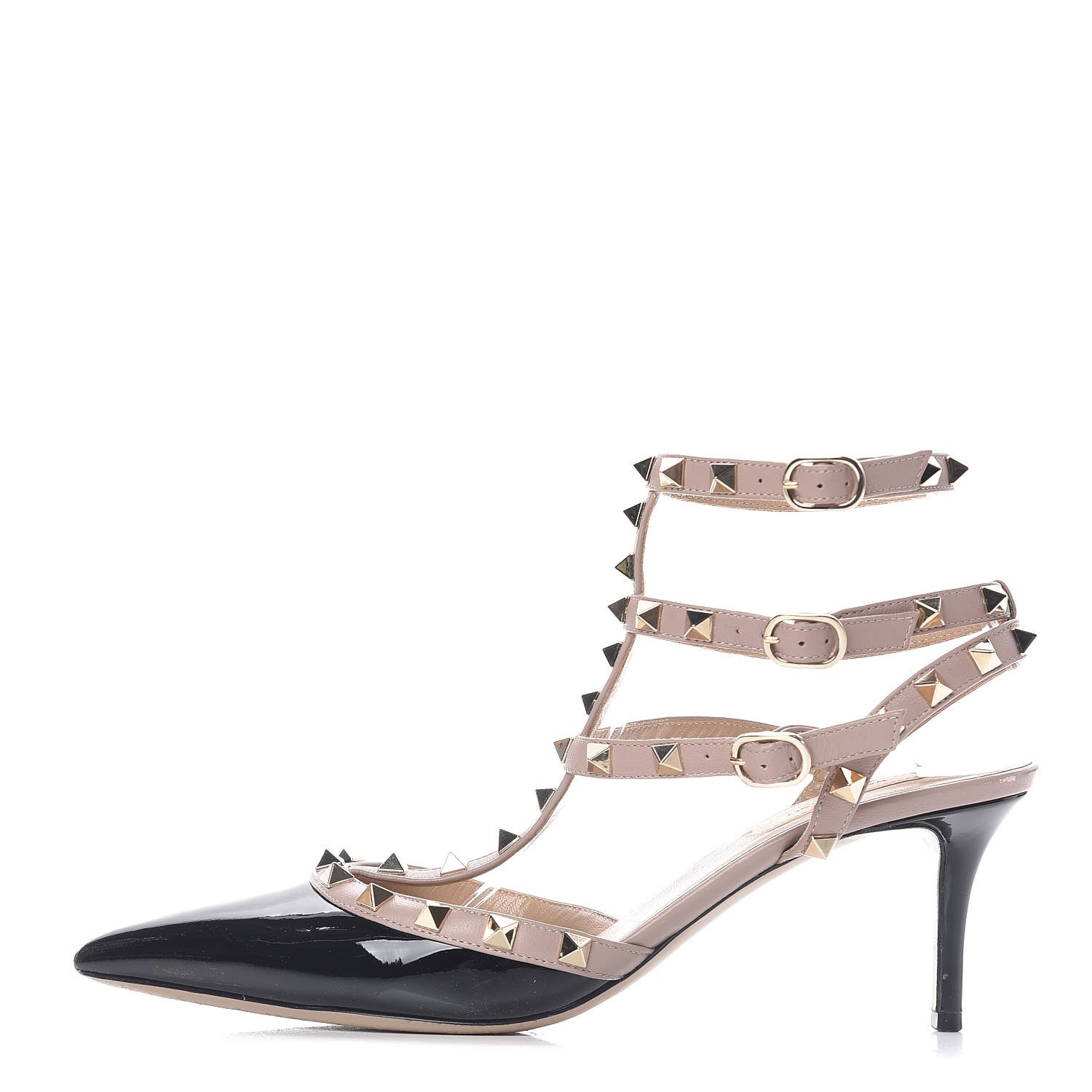 Valentino Garavani Patent Nappa Rockstud Ankle Strap 65mm Pumps 40 Black Poudre 1 of 11