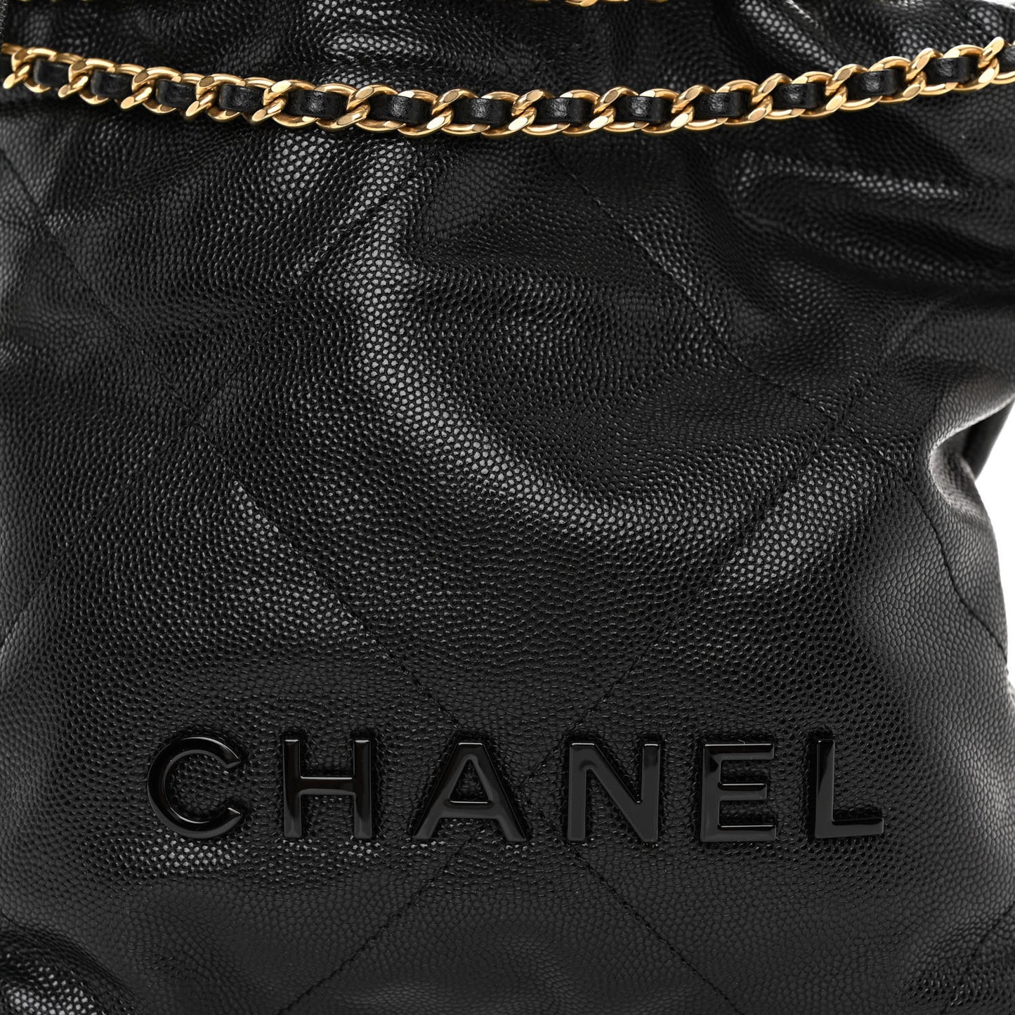 Shiny Caviar Quilted Monochrome Mini Chanel 22 Black