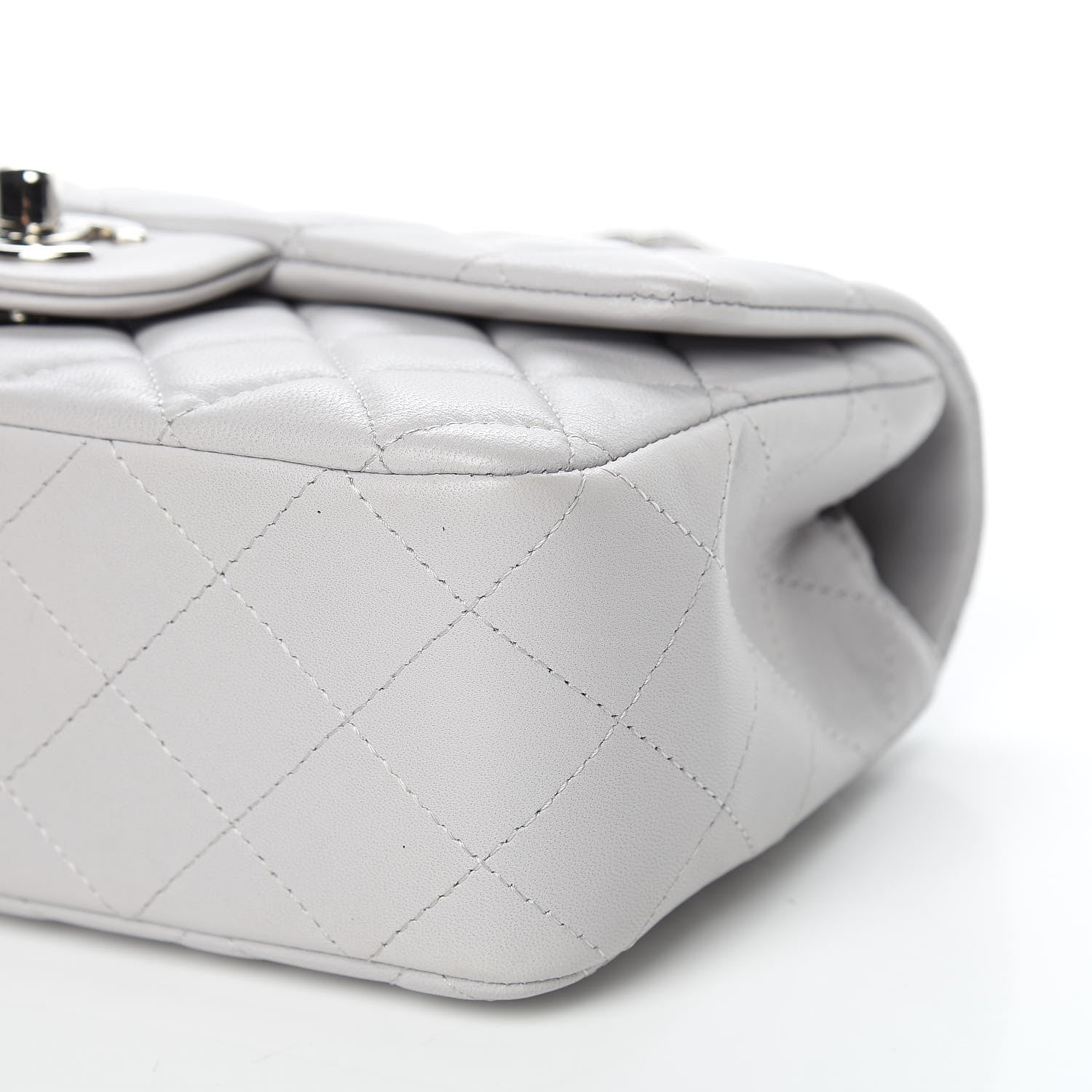 Chanel Lambskin Quilted Mini Rectangular Flap Grey 470405