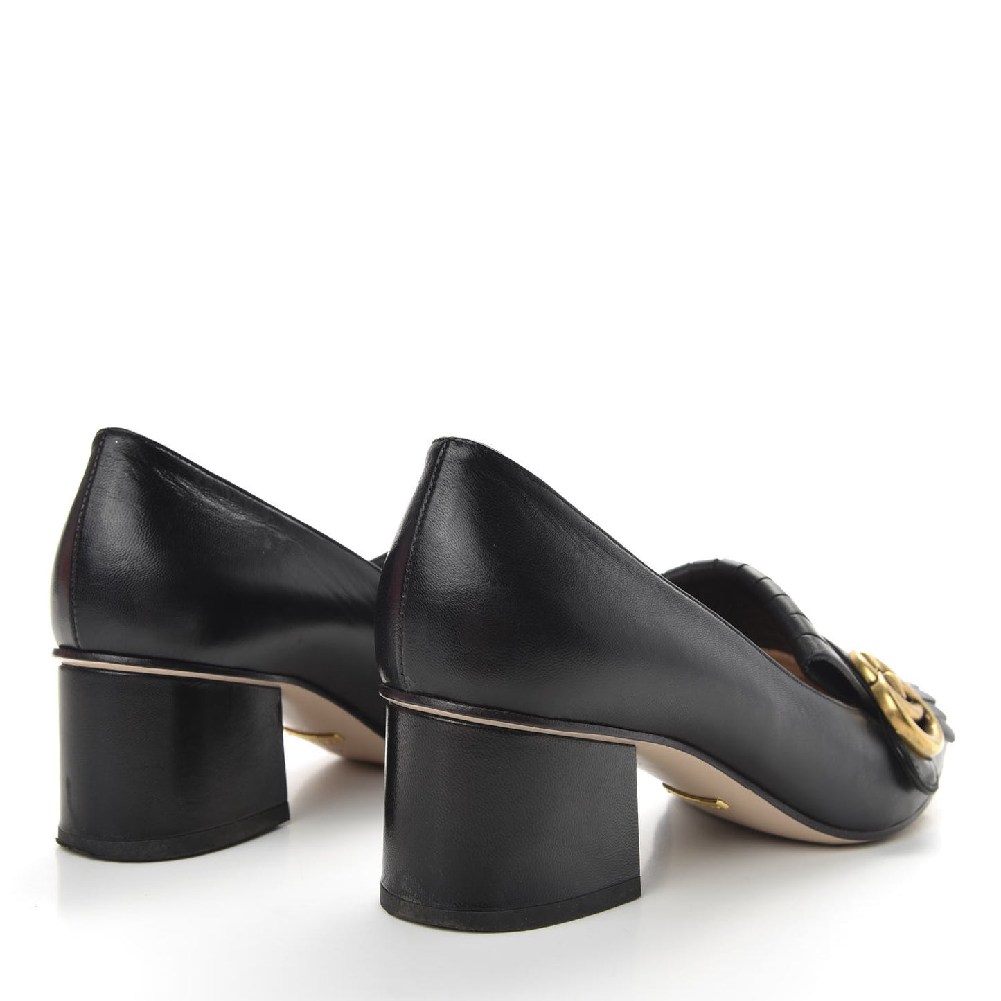 Malaga Kid GG Marmont Fringe 50mm Loafer Pumps 37 Black