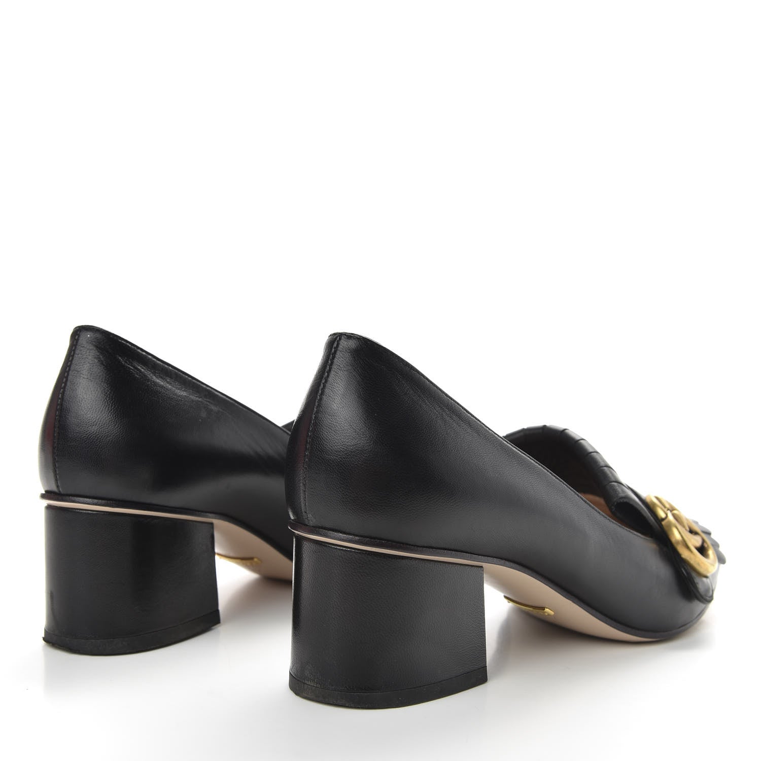 Gucci Malaga Kid GG Marmont Fringe 50mm Loafer Pumps 37 Black 4 of 10
