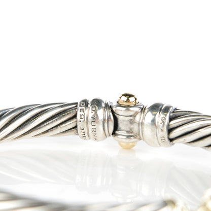 David Yurman Sterling Silver 14K Yellow Gold 7mm Metro Cable Bracelet 5 of 6