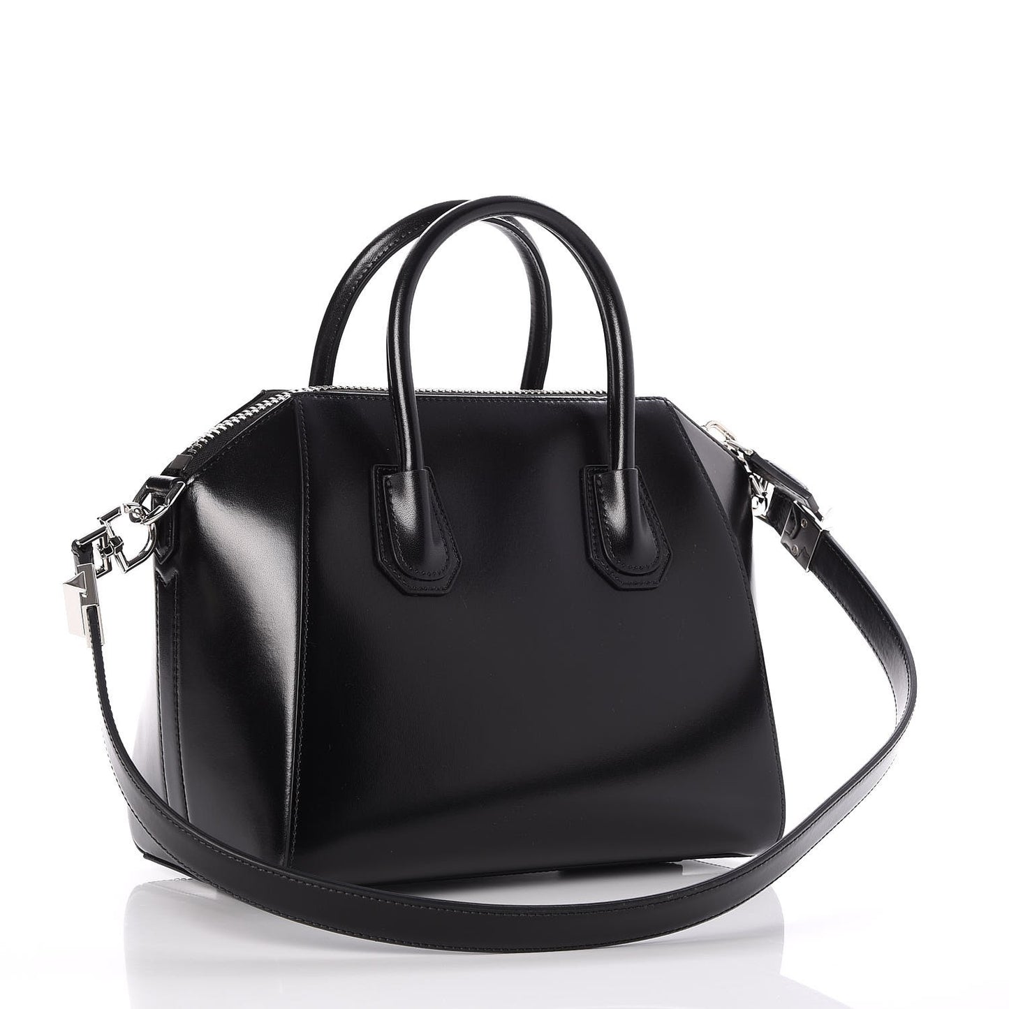 Shiny Lord Calfskin Small Antigona Black