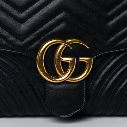 Gucci Calfskin Matelasse Large GG Marmont Shoulder Bag Black 6 of 14