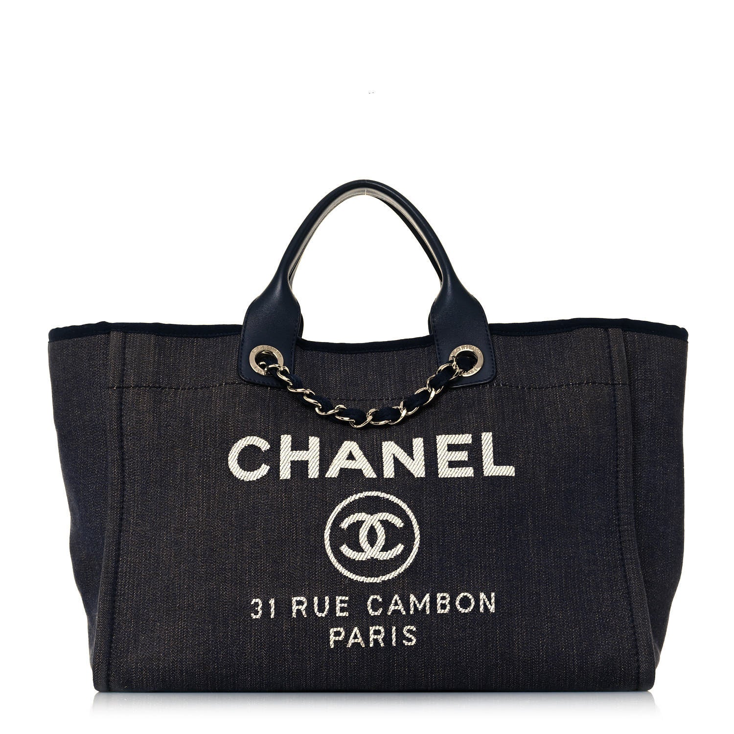 Chanel Denim Medium Deauville Tote Dark Blue 1 of 14