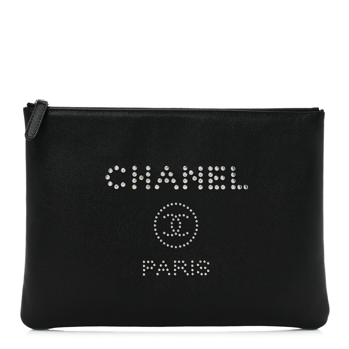 Caviar Studded Medium Deauville Pouch Black