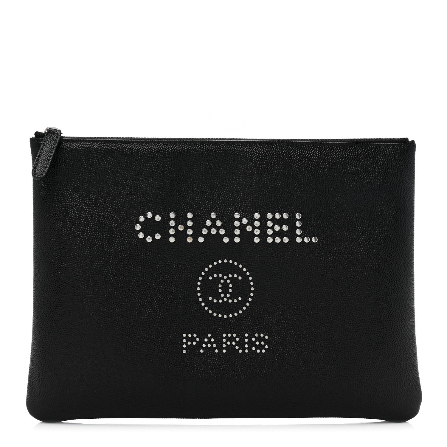 Chanel Caviar Studded Medium Deauville Pouch Black 1 of 9