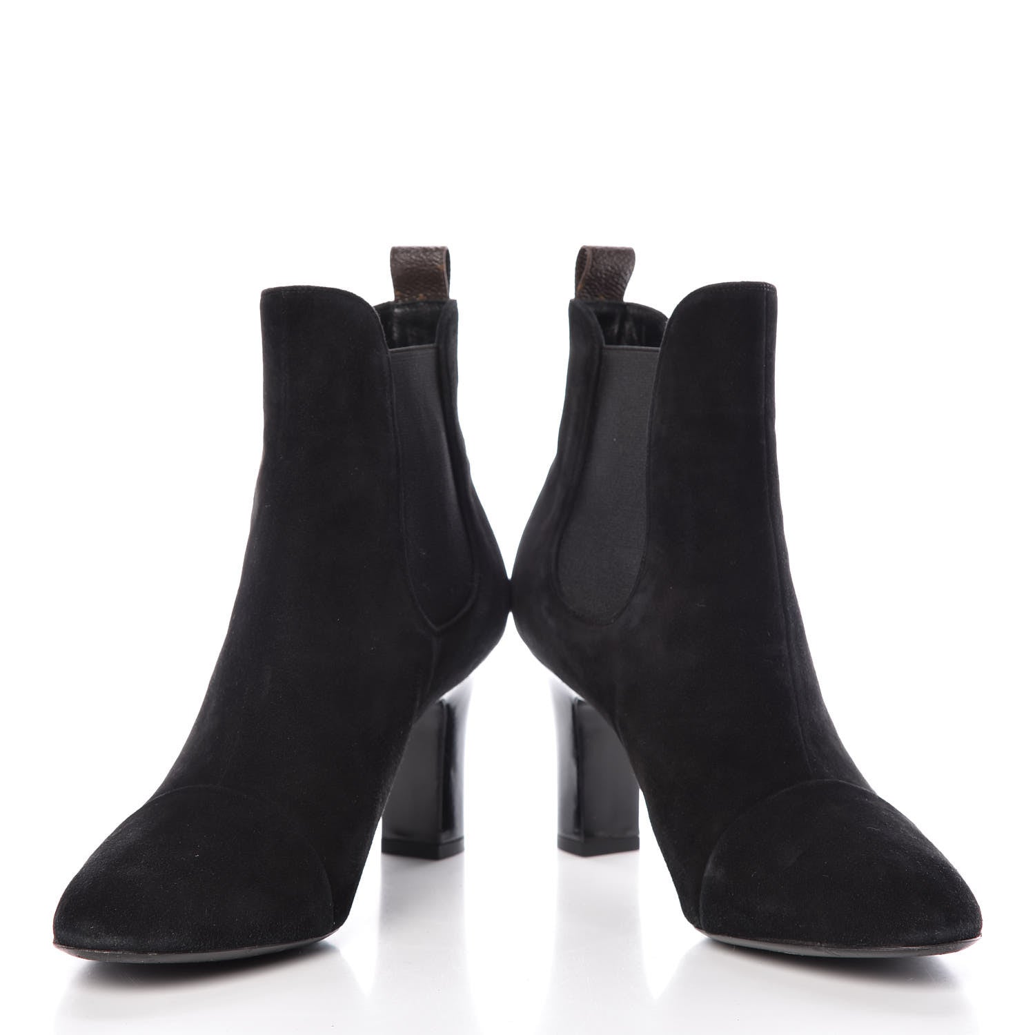 Louis Vuitton Suede Monogram Uniformes Cap Toe Chelsea 75mm Ankle Boots 41 Black 5 of 15