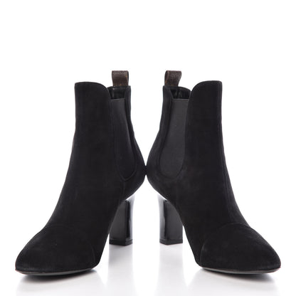 Louis Vuitton Suede Monogram Uniformes Cap Toe Chelsea 75mm Ankle Boots 41 Black 5 of 15