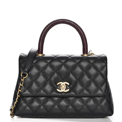 Chanel Caviar Lizard Quilted Mini Coco Handle Flap Black 1 of 9
