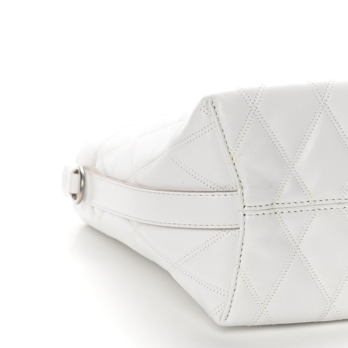 Lambskin Quilted Mini GV Bucket Bag White