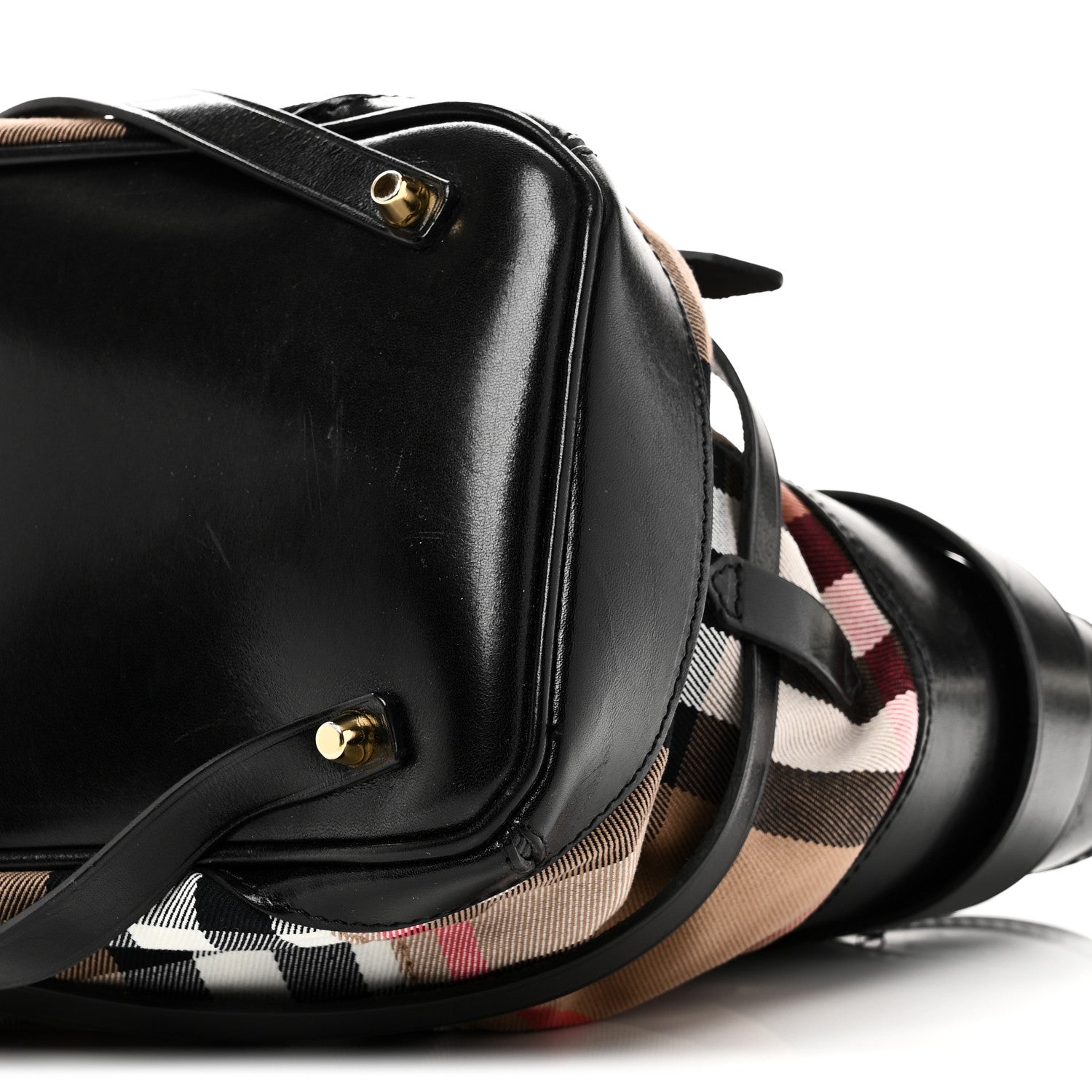 Burberry House Check Bridle Calfskin Medium Lynher Tote Black