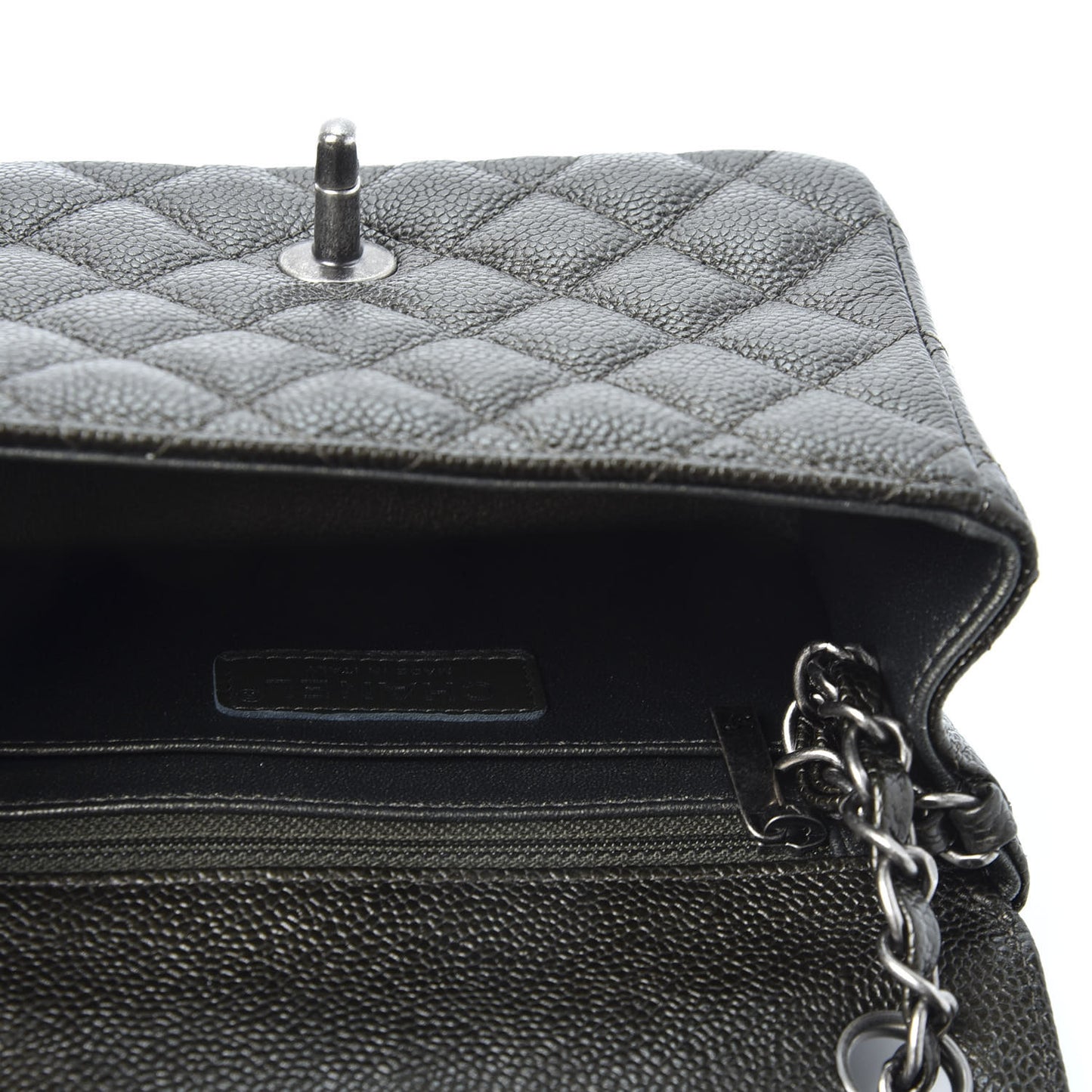 Caviar Quilted Mini Square Flap Charcoal