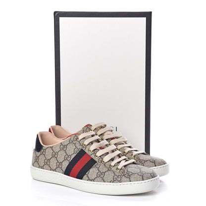 Gucci GG Supreme Monogram Womens Ace Low-Top Sneaker 37.5 Beige 9 of 9