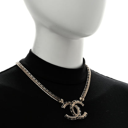 Chanel Metal Lambskin CC Chain Necklace Gold Black 2 of 7