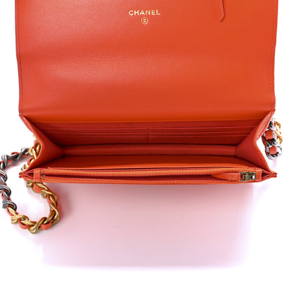 Chanel Lambskin Quilted Chanel 19 Wallet On Chain WOC Orange 5 of 11