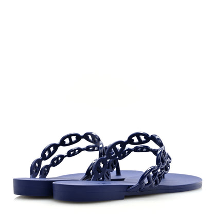 Hermes Rubber Chaine d'Ancre Island Sandals 37 Bleu Smalt 4 of 7
