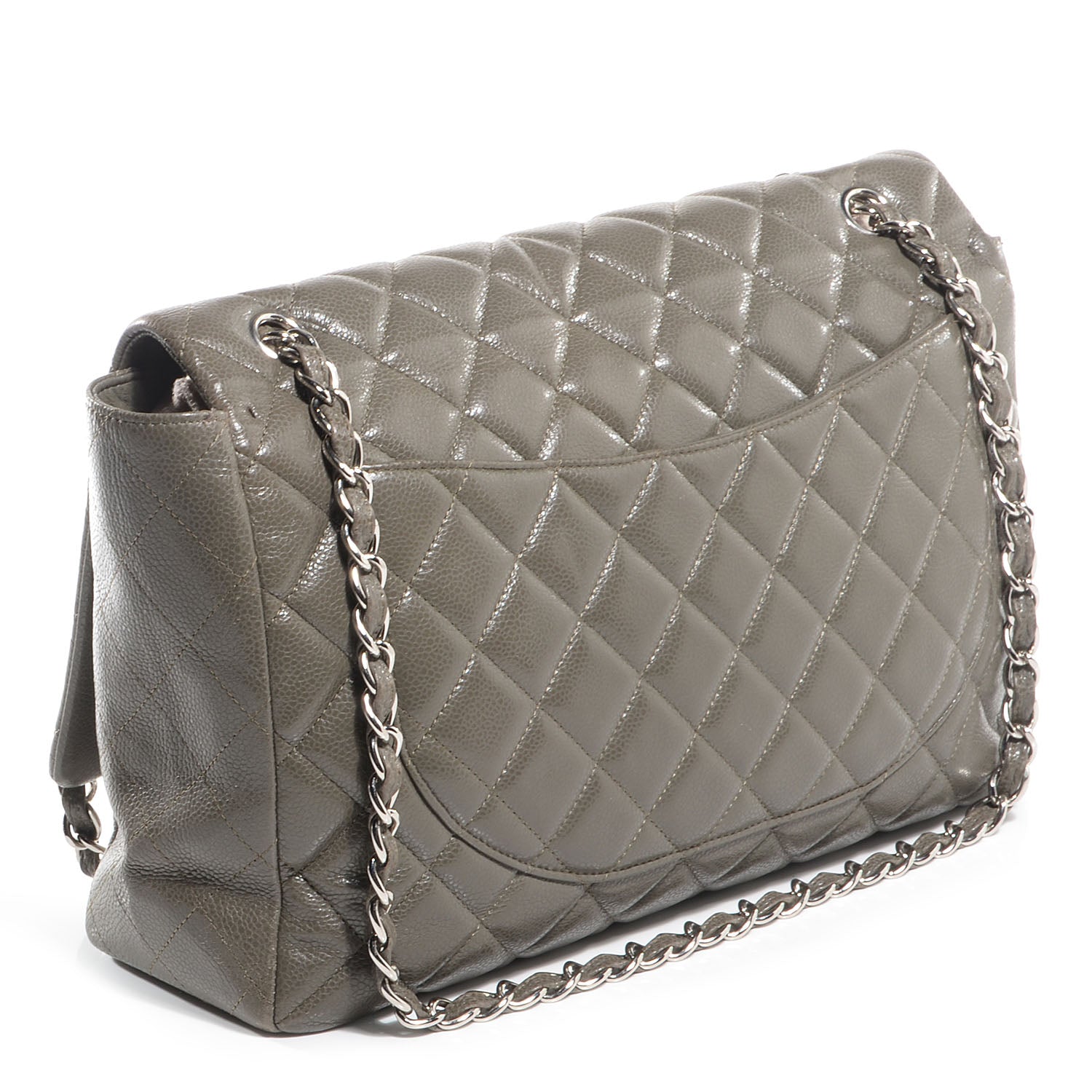 Chanel Caviar Maxi Single Flap Grey 3 of 10
