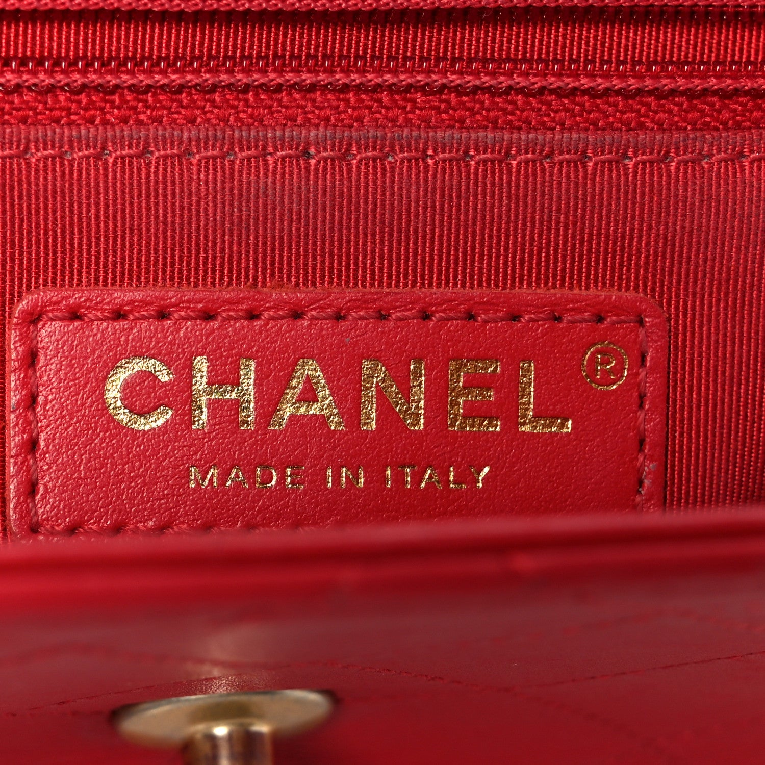 Chanel Lambskin Stitched Pearl Logo Top Handle Flap Red 6 of 11