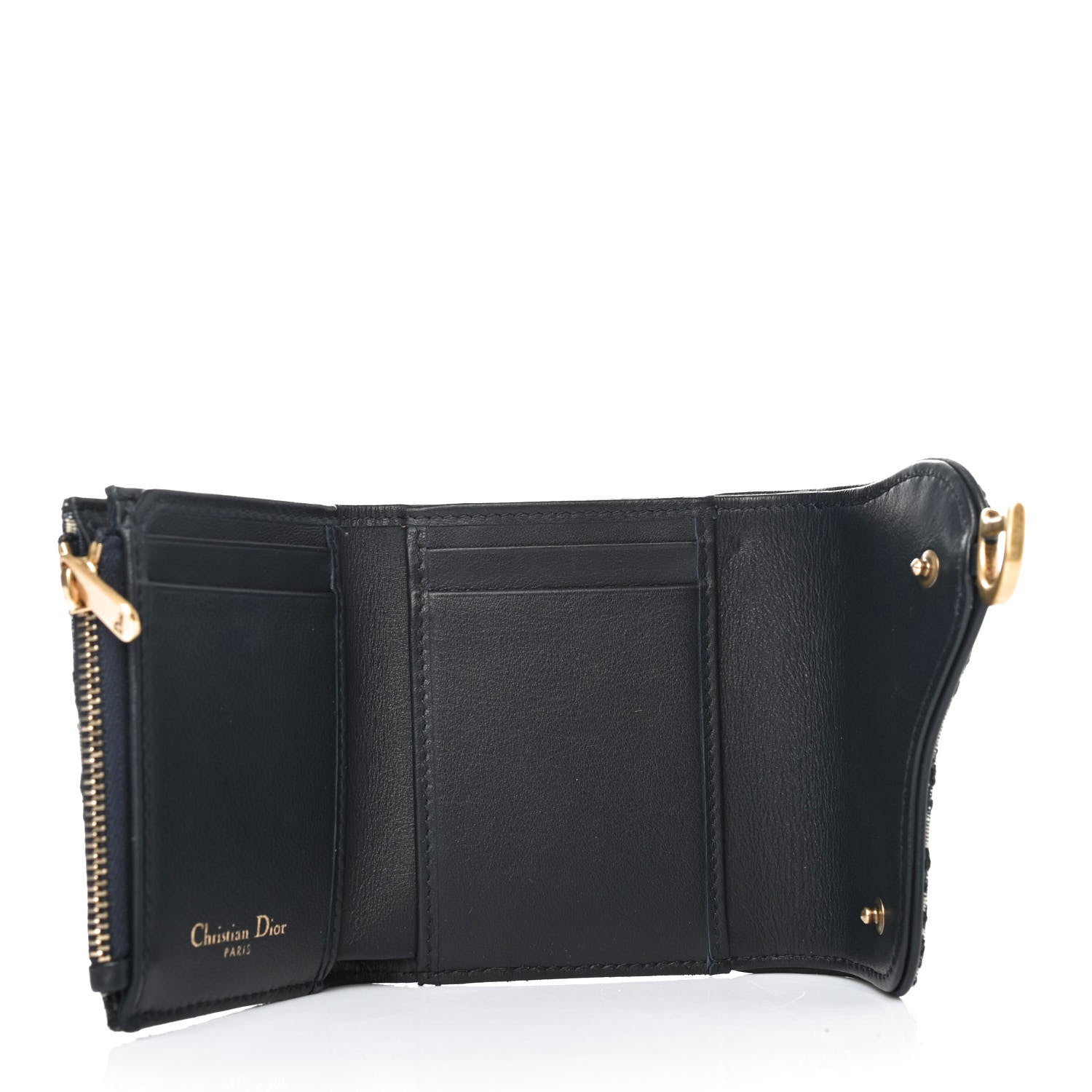 Christian Dior Oblique Saddle Lotus Wallet Blue 4 of 4