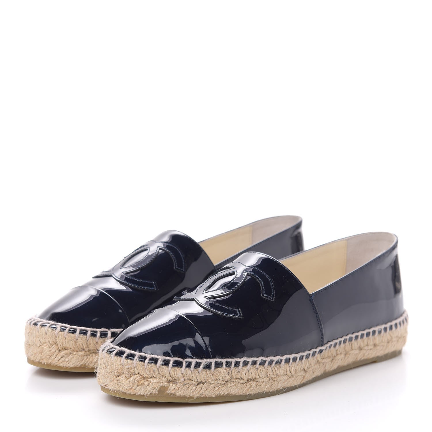 Chanel Patent CC Espadrilles 38 Navy 3 of 11