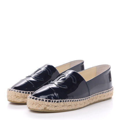 Chanel Patent CC Espadrilles 38 Navy 3 of 11