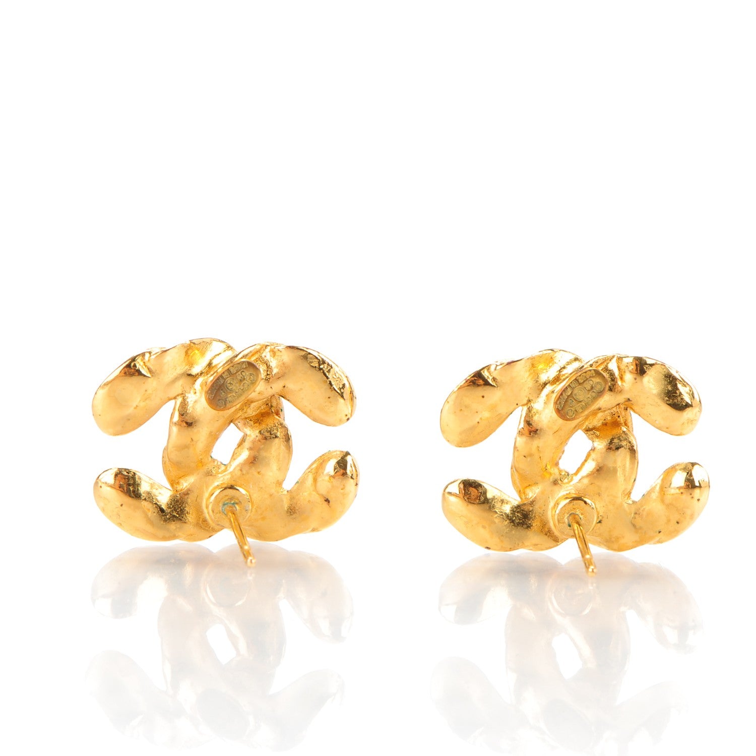 Chanel Enamel Chain CC Earrings Gold Green 3 of 4